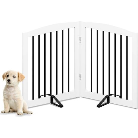 Barrière de protection, en bois, autoportante, pliable, blanche, pour chien, pour enfant, à 2 panneaux, pliable (1/5)