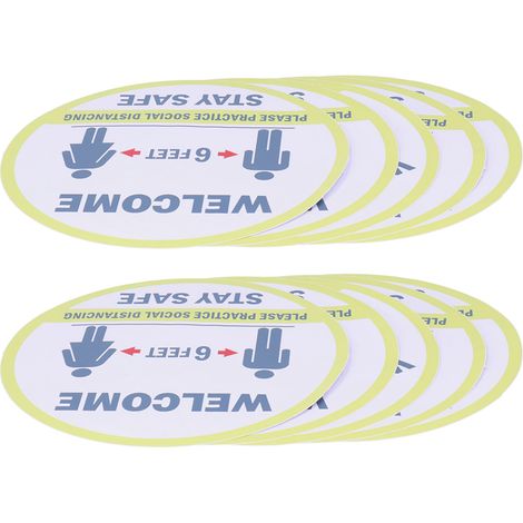2 jeux d'autocollants muraux « Gardez vos distances » pour centres commerciaux, espaces publics, fenêtres, sols et murs (avertissement). (1/5)