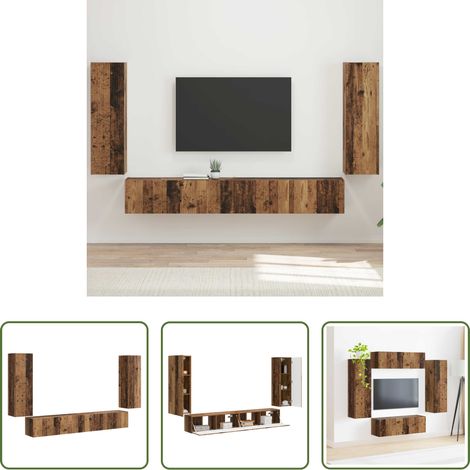 Meuble mural salon - Ensemble de meuble TV mural 4 pcs Bois ancien Bois d'ingénierie (1/5)
