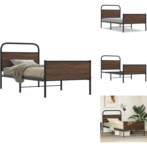 Cadre de lit sans matelas 100x200 cm chêne marron - Cadre De Lit - Cadres De Lit - Meuble De Chambre À Coucher - Lit (1/5)