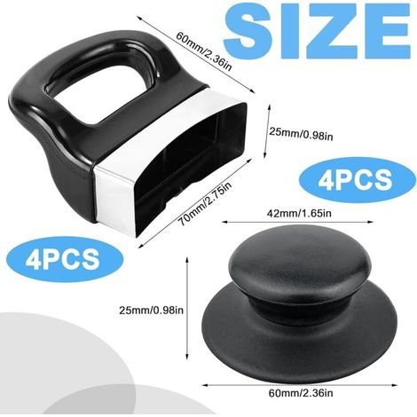 Set di 4 manici per pentola a pressione da 70 x 60 mm con 4 coperchi e 1 cacciavite per pentole di ricambio per pentole a pressione (1/3)