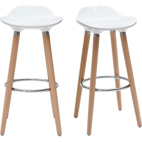 Miliboo – Tabourets de bar scandinaves blancs – Lot de 2 – Hauteur d'assise 74 cm – Structure en acier chromé et ABS – Design minimaliste (1/6)