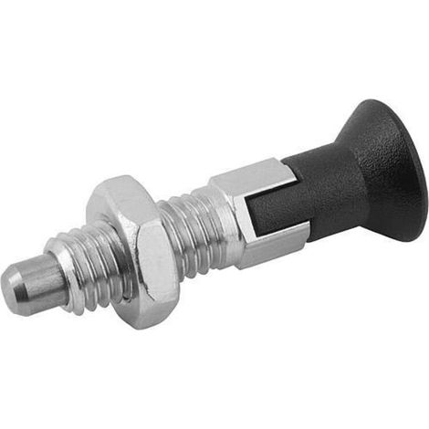 KIPP Arretierbolzen ECO M12x1,5 D8 Form D mit Rastnut Kontermutter Stahl (1/3)
