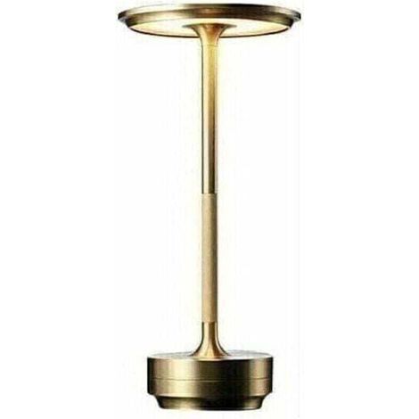 Lampe de table sans fil – Alimentée par batterie rechargeable, lampe de chevet portable – Avec commande tactile, intensité variable – Pour dîner/salle à manger/chambre/camping – Doré (1/4)