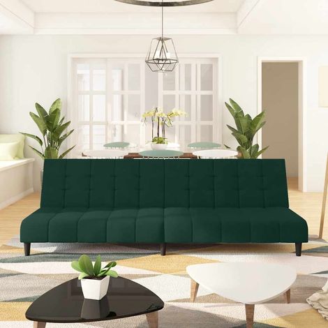 Schlafsofa 2-Sitzer Dunkelgrün Samt