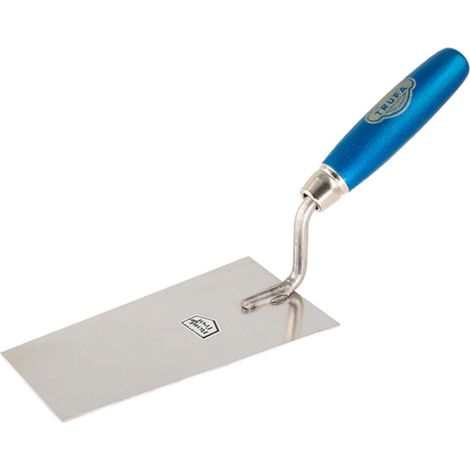 Berner Putzkellen rostfrei mit Holzgriff Blau, Stuckateurkelle, Maurerkelle, Maurer Werkzeug, Putzkelle, Spachtel, Glättekelle, 12cm (1/4)