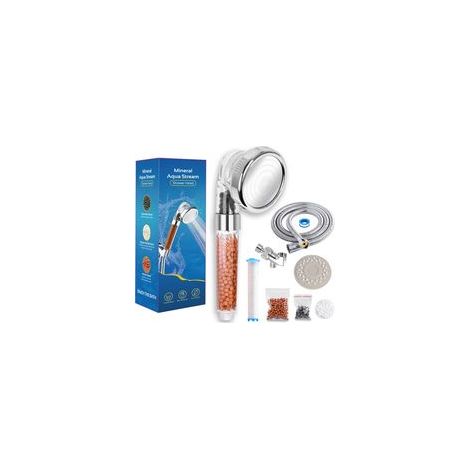 Pommeau de douche haute pression avec système de filtration ionique 3 étapes, flexible économique en eau et anti-calcaire, kit complet (tête de douche + tuyau) (1/5)