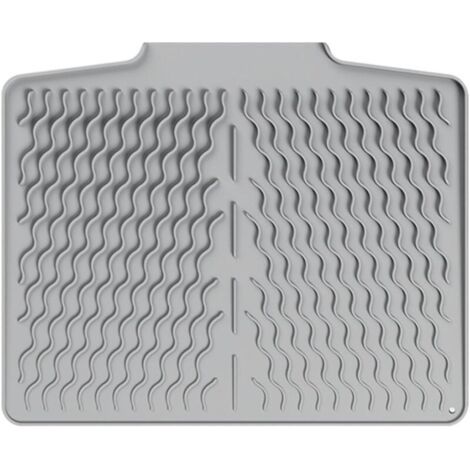 Tapis d'égouttage en silicone pour comptoir de cuisine, antidérapant, avec drainage, résistant à la chaleur, 15,35 x 13 in(gris clair) (1/5)