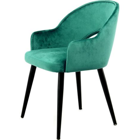 Set di 2 sedie Joris in velluto verde con schienale aperto (1/3)