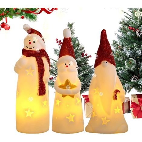 Lot de 3 veilleuses bonhomme de neige – Lampe de Noël Père Noël pour bureau – Pour appartement, chambre à coucher, dortoir, cheminée, cuisine, chambre d'enfant (1/5)
