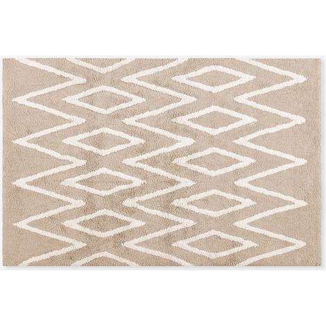 ALFOMBRAALFOMBRA ALGODÓN LAVABLE ZIGZAG BEIGE 80X120