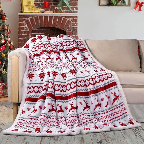 Couverture Double Face - Flanelle Et Polaire Épaisse - Pour Canapé Ou Lit - 152 x 127 cm - Multicolore (1/5)