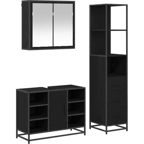 Maison Exclusive - Badezimmermöbel-Set 3 pcs Schwarz Eichen-Optik