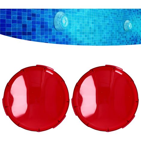 2 Pièces de Couvertures de Lentille pour Piscine 19CM Rouge Transparent