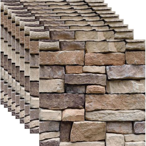 LZBARGON 10 Adhesivos de Pared 3D – Papel Tapiz de PVC con Patrón de Ladrillo Ideal para Cocinas, Baños, Salas de Estar y Dormitorios (1/5)