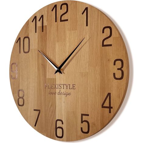 Wanduhr aus Holz, NATUR, 50 cm
