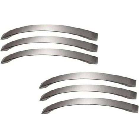 Set di 6 maniglie per mobili da cucina, in lega di alluminio spazzolato, adatte per armadi, cassetti e guardaroba (interasse 160 mm).
