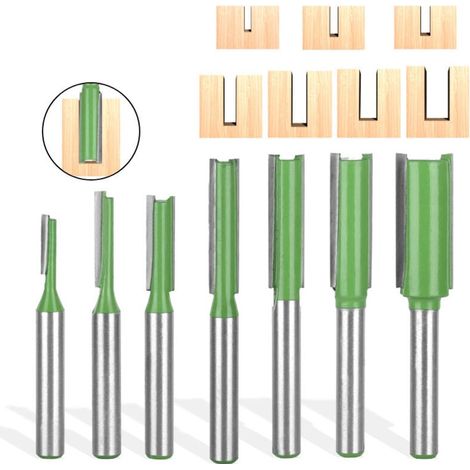 7 Pièces Fraise Droite Defonceuse, Routeur Droite à Simple Duble Flûte à Bois, fraise defonceuse 6mm, pour Bois Carbure de TungstèNe Outil de Travail Du Bois (1/4)