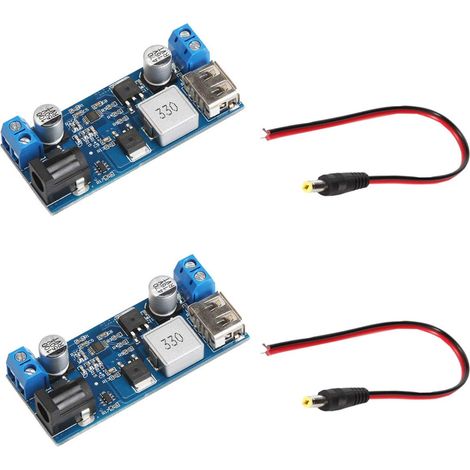 2Pcs 12v à 5v Convertisseur 5A Step-Down Alimentation 24V / 12V à 5V Régulateur de tension 5A CC 9V-36V Réducteur pour transformateur de tension DC 5V-5.3V 3.5-6A (1/5)