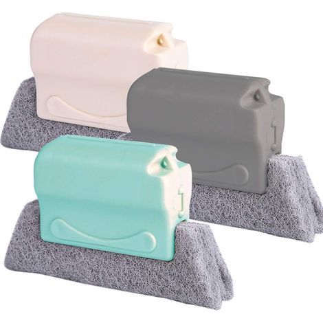 Brosse de nettoyage de rainure de fenêtre, outil de nettoyage d'espace, ensemble de 3 pièces (gris + beige + vert) (1/5)