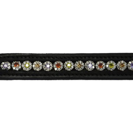 Cob, Nero: Winner 16 mm Lederfrontplatte mit blumenförmigen Strasssteinen