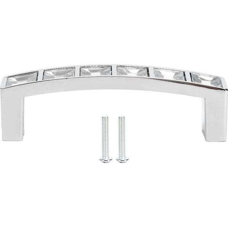 Maniglia in cristallo semplice e moderna per anta di mobile, design a diamante, doppio foro, maniglia per cassetto A (1/4)