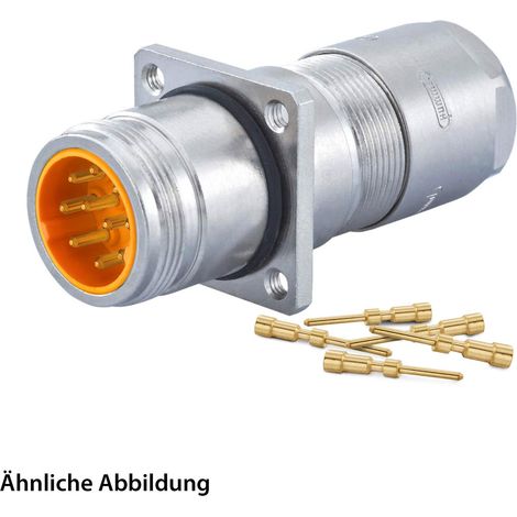 HUMMEL SET inkl. Kontakte M16 Wanddurchführung Kupplung, Crimpein. gerade Polzahl 3+4+PE, Stift Hinterwand, Kabelabgang gerade, Klemmbereich 2,0mm - 7,0mm - 1 Stück