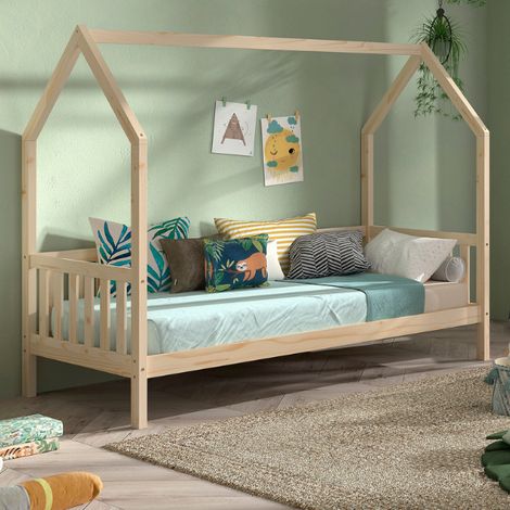 Maison-lit Home - 90x200cm - avec barrière - bois de pin