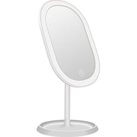 Specchio LED, impostazioni di illuminazione intelligenti e ricarica USB, specchio da tavolo pieghevole a 180° (1/5)