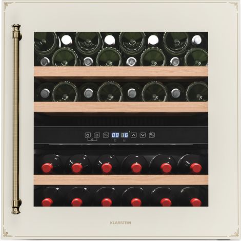Klarstein – Cave à vin encastrable 36 bouteilles – 2 zones 5-22°C – Commande tactile – Éclairage LED – Protection UV – Silencieuse 41 dB