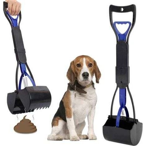 Kotschaufel für Haustiere, 45 cm langer, stabiler Griff, gezahnter Clip, zur sauberen Aufnahme von Hundekot, Clip für den Innen- und Außenbereich für Hunde und Katzen