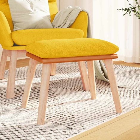 Repose-Pieds pour Salon ou Chambre - Tabouret Pouf Jaune moutarde 45x29,5x39 cm Tissu et similicuir BV146532 - BonneVie (1/5)