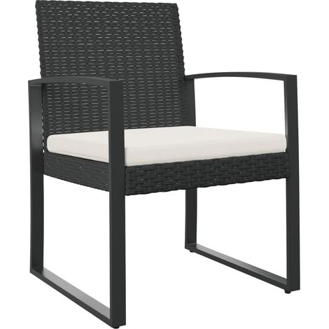 Chaises à manger de jardin lot de 2 Chaises d'extérieur noir rotin PP (1/5)