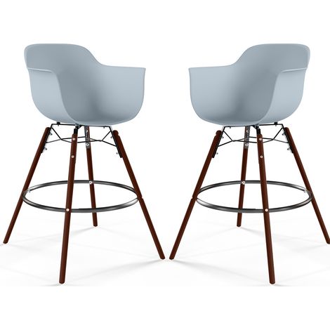 Bar Stools - Scandinavian Design - Dark Wood Legs - Pack of 2 - Nordika Light grey (1/5)