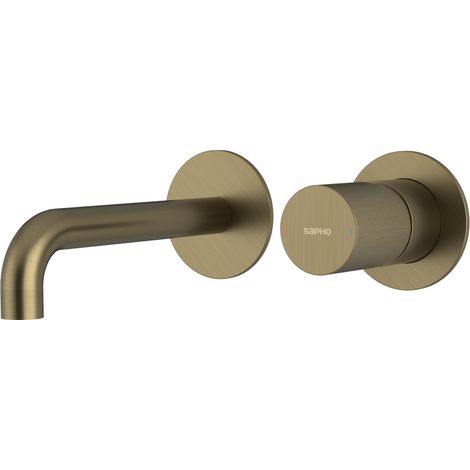 Mitigeur lavabo 2 trous à encastrer ULTRATAP, bec 20cm, or mat (1/2)