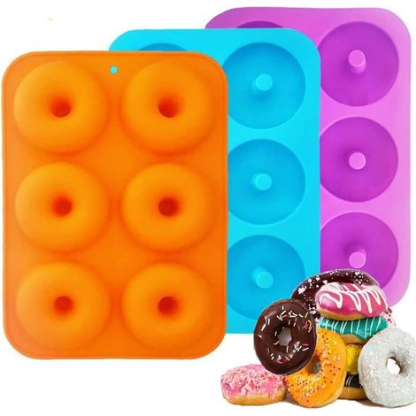 MINKUROW Stampi Per Ciambelle In Silicone, 3 Pezzi Stampo Per Ciambelle In Silicone, Teglia Antiaderente Per Ciambelle In Silicone Per Biscotti, Bagel, Muffin, Adatto Per Lavastoviglie, Forno, Microon (1/5)