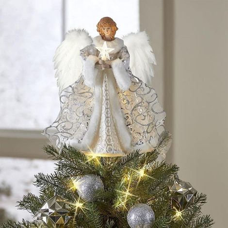 Délicate décoration de sapin de Noël, pendentif ange blanc, statuette d'ange pour la décoration intérieure, décoration pour une ambiance festive 32 cm (1/3)