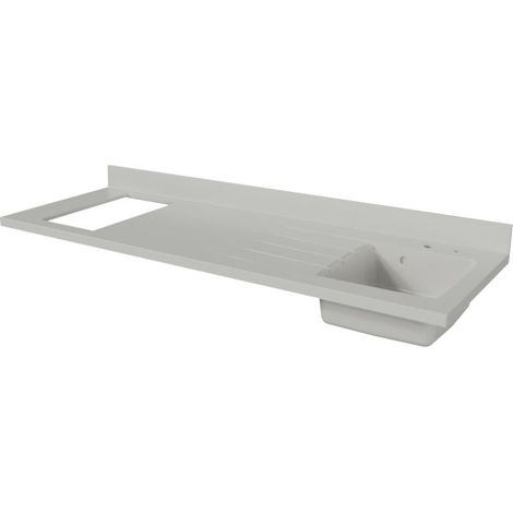 Plan de travail monobloc PlaniQuartz avec évier - 180 cm - Snova - évier à droite - Plaque de cuisson Non inclus