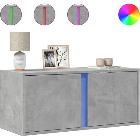 Maison Exclusive - TV-Wandschrank mit LED-Beleuchtung Betongrau 8