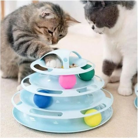 Jouet pour Chats - Labyrinthe 4 Étages avec 4 Balles - Non Toxique - Interaction - Résine PP (1/4)