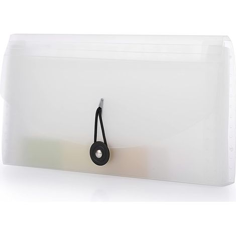 Classeur accordéon à 13 poches pour bureau, maison ou école - Organiseur de reçus - Mini classeur extensible - Factures et documents - Format (Blanc) (1/5)