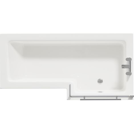 Loire 1700mm Right Hand L Shaped Shower Bath with Towel Rail Bath Screen and Gloss White Front and End Bath Panel (1/5)