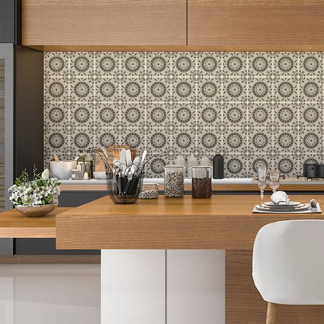Sticker Mural Carrelage adhésif Cuisine Salle de Bain - 30 STICKERS CARREAUX DE CIMENT AZULEJOS GIOGIO - 30stickers10x10cm (1/5)