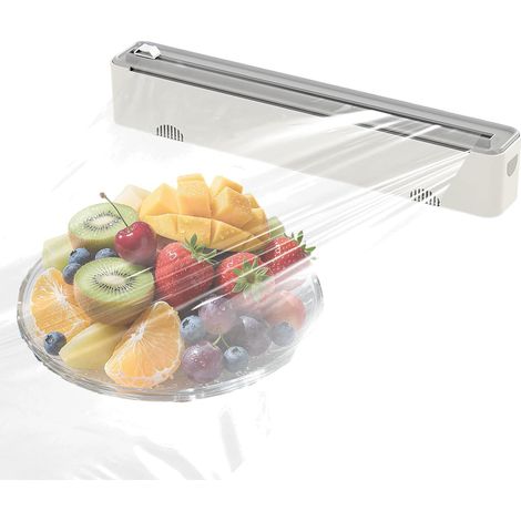 Derouleur Film Alimentaire, Distributeur Papier Aluminium et Film Pratique, Distributeur Film Alimentaire Magnétique, Boîte de Coupe Film Alimentaire, Cling Film Dispenser and Cutter pour Cuisine (1/5)