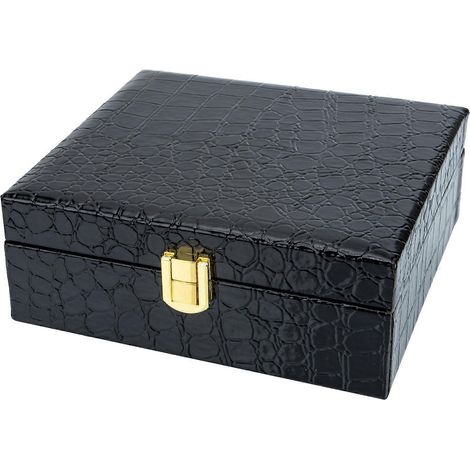 Boîte à cadeaux, boîte de rangement en bois avec couvercle, boîte à cigares en cuir, boîte à cigares en bois et cuir, boîte d'emballage pour cigares (1/5)
