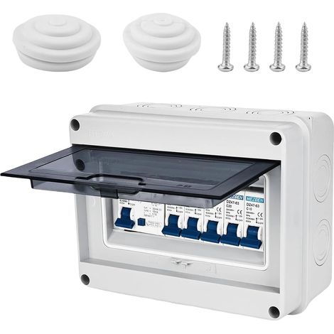 IP65 Dustproof Surface Mounted Electrical Distribution Board: Protection Switch 63A Surface Mounted Distribution Board IP65 Air Switch 2x6A+10A+20A+32A Small (1/5)