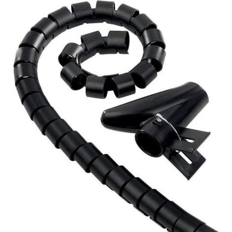 Spirale Avvolgi Cavo Flessibile Guaina Raccogli Organizzer Cavi Fermaglio Guidafilo Incluso 1,8M D15mm Nero (1/5)