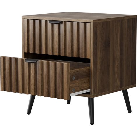 CHICFURN Comodino 45 x 40 x 53 cm in MDF color noce, 2 cassetti, per camera da letto (1/5)