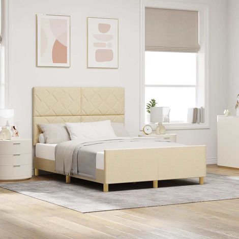 vidaXL Cadre de lit avec tête de lit Crème 160 x 200 cm tissu (1/5)