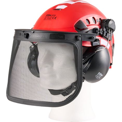 Forsthelm Forstschutzhelm mit Visier und Gehörschutz Schutzhelm rot (1/5)